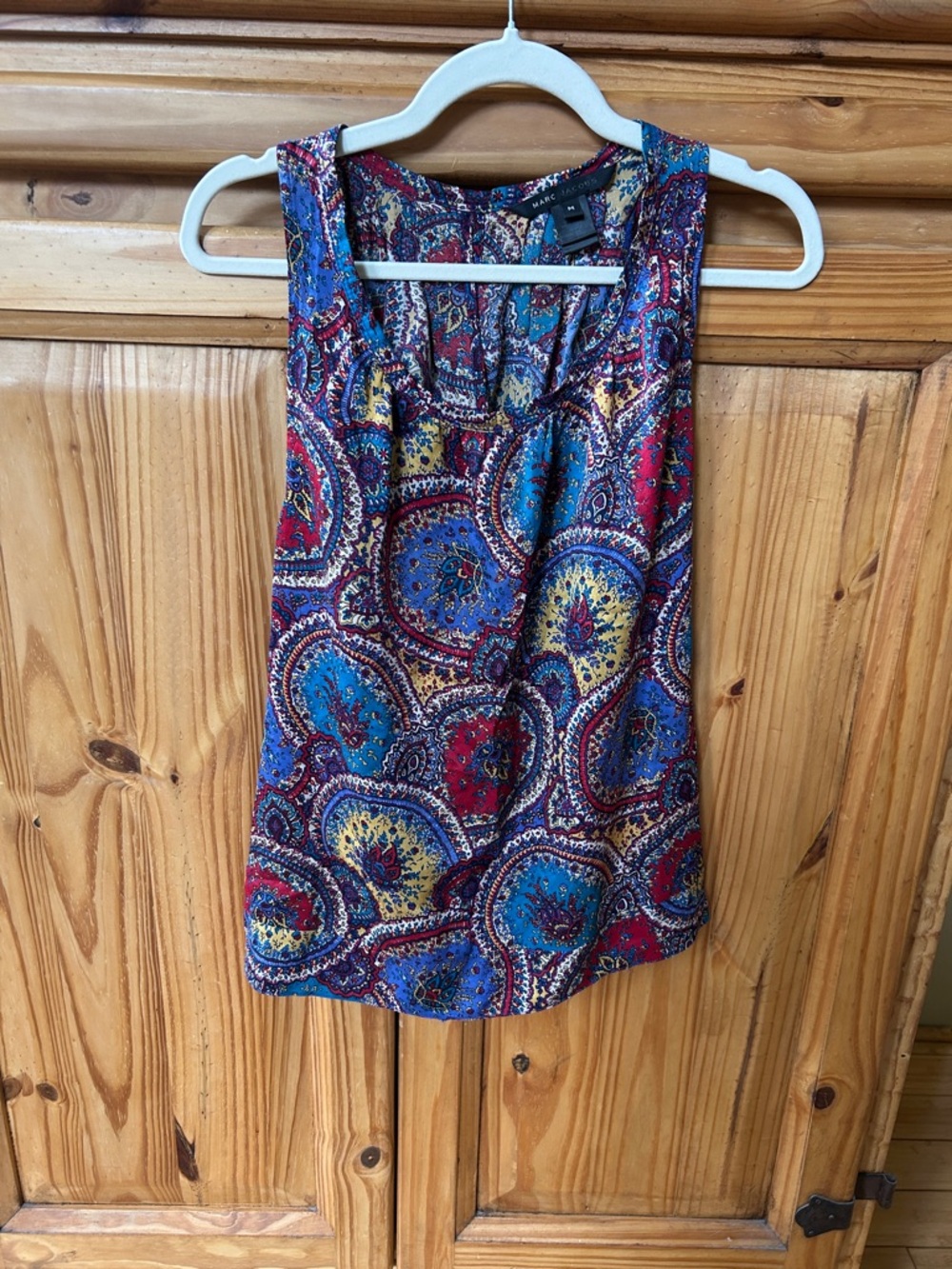 Marc Jacobs Top Sleeveless 100% Silk Paisley Print Tank Top Bohemian Medium